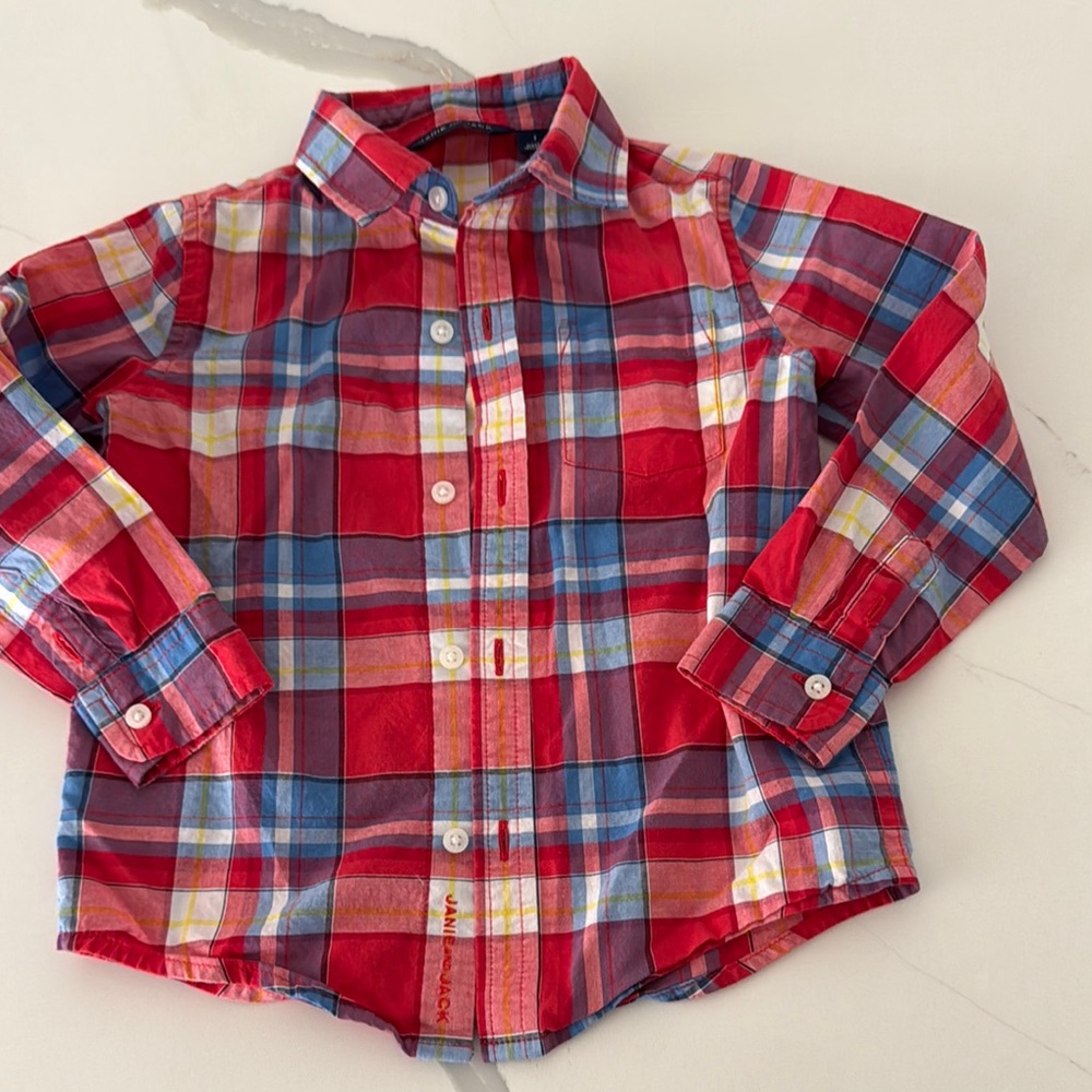 Plaid Kids Shirt - Red and Blue boys 3t